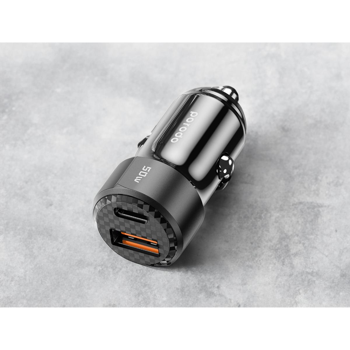 Porodo 50W Dual Port Fast Car Charger + Braided Cable