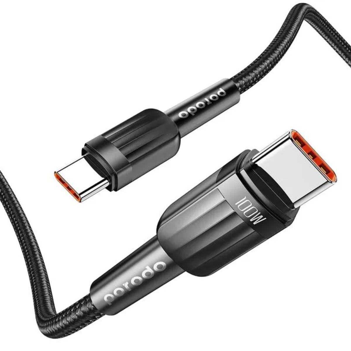 Porodo 50W Dual Port Fast Car Charger + Braided Cable