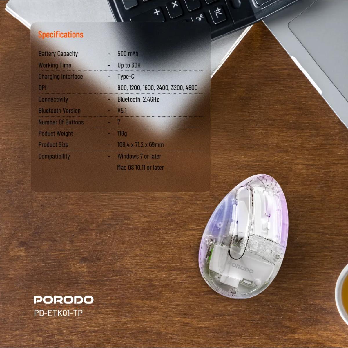 Porodo Vertical 4800 DPI Wireless Mouse