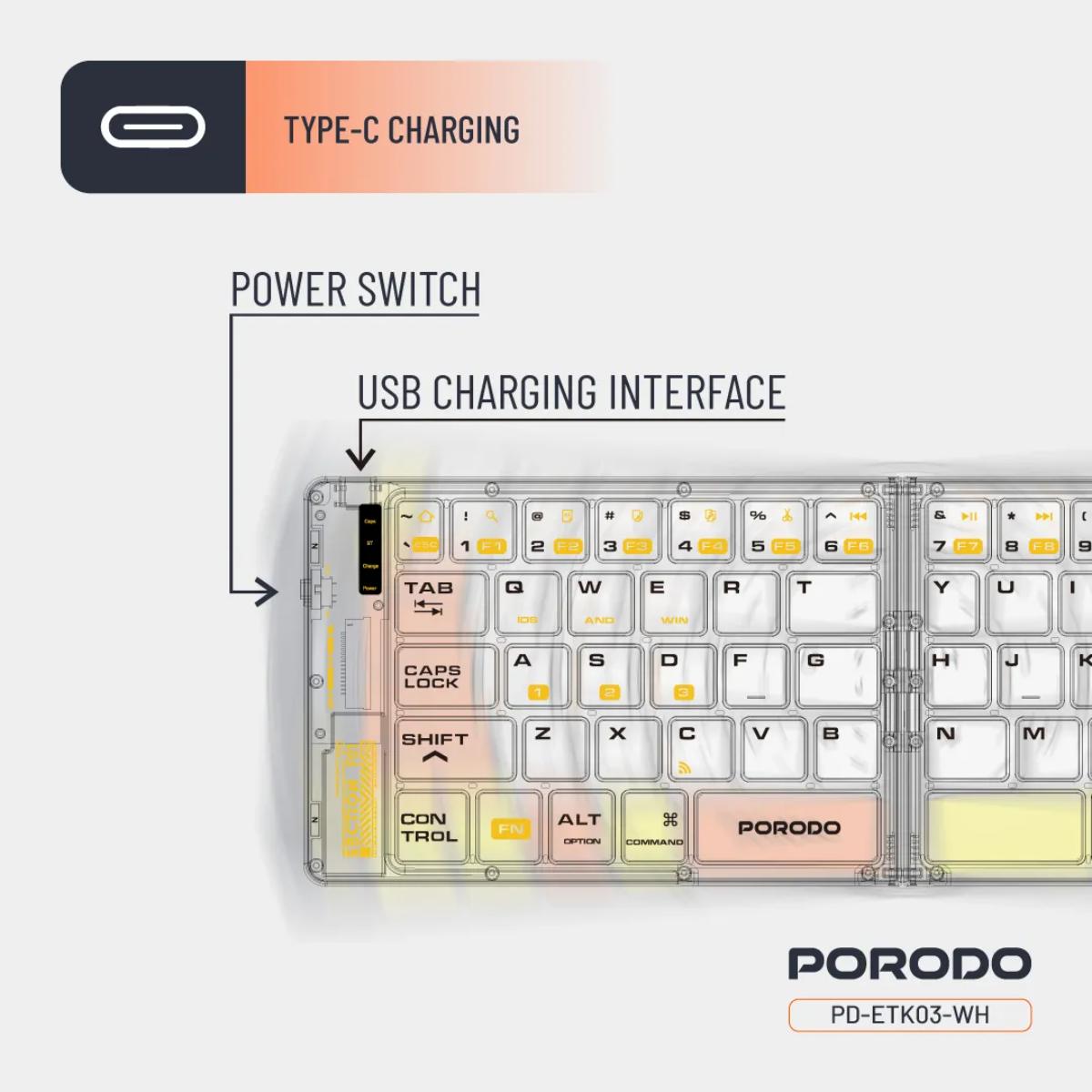 Porodo Crystal Shell Wireless Keyboard