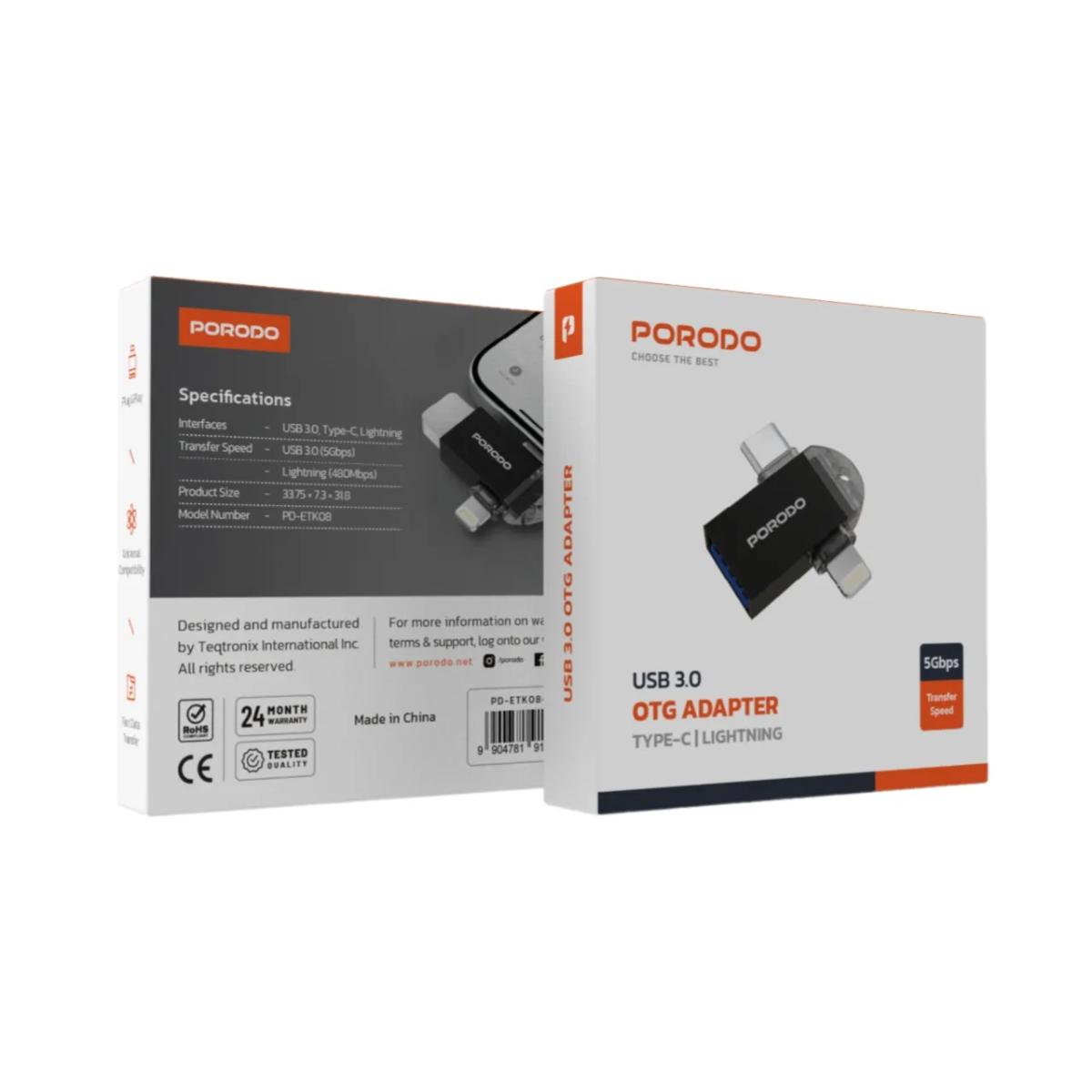 Porodo 3-in-1 OTG Adapter