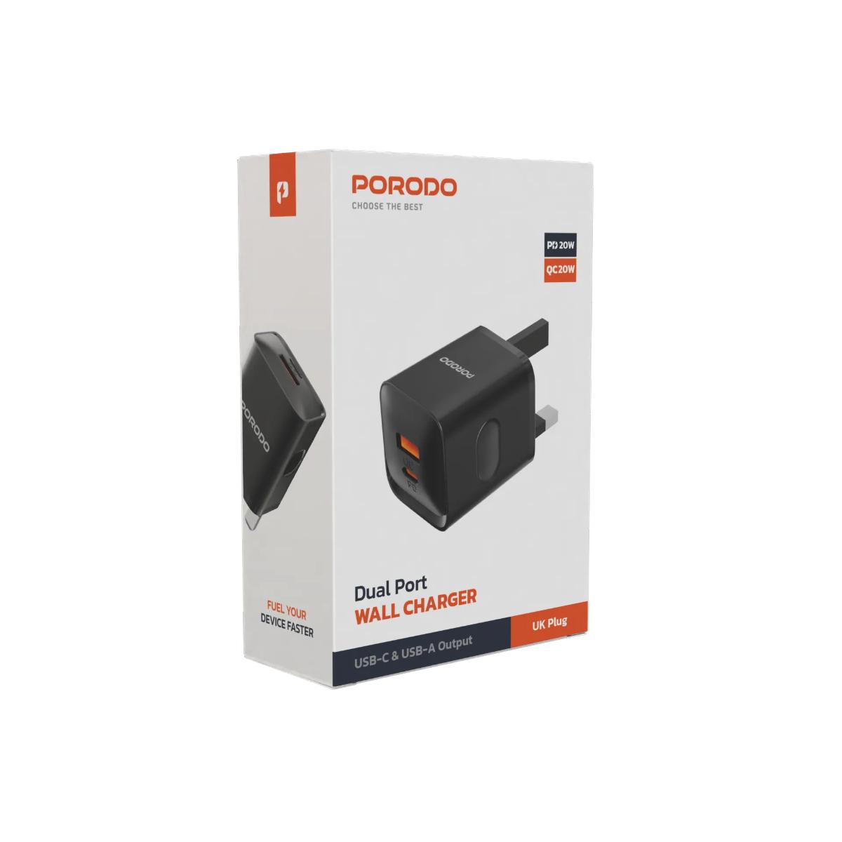 Porodo Dual port Wall Charger UK