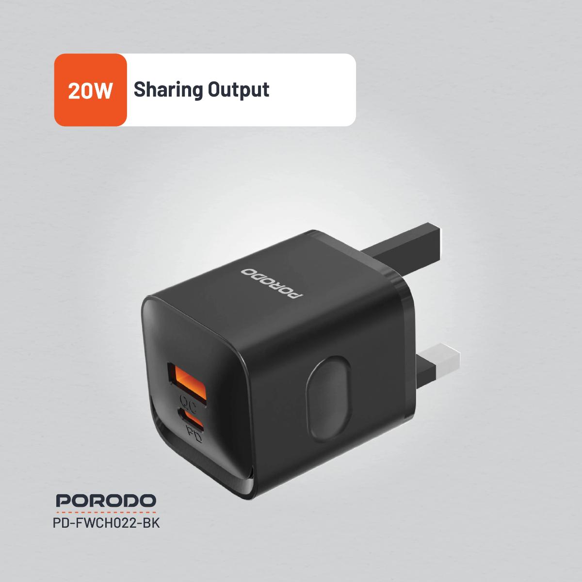 Porodo Dual port Wall Charger UK