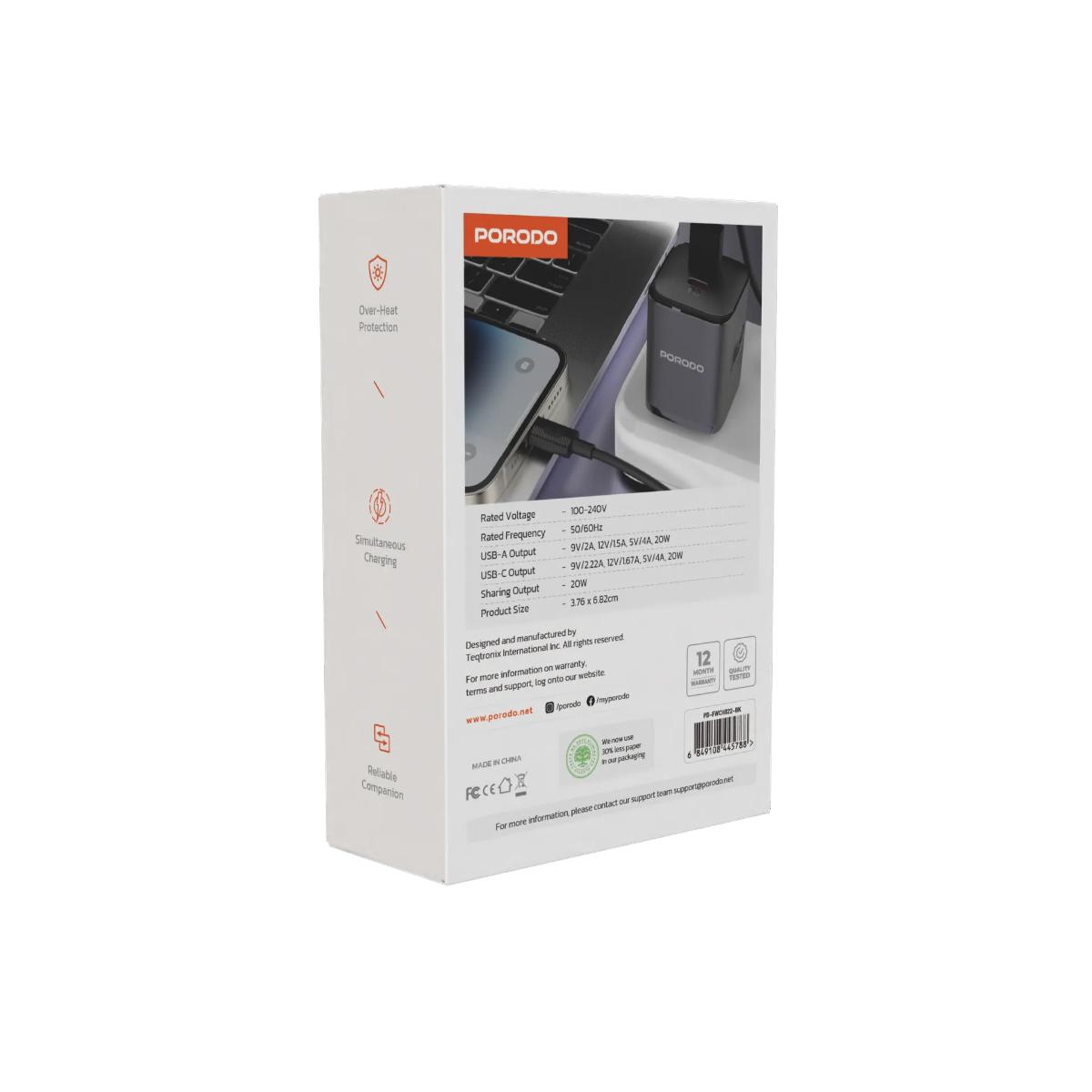Porodo Dual port Wall Charger UK