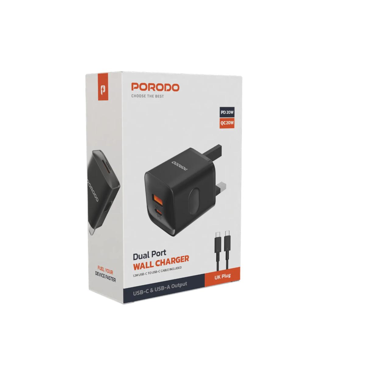 Porodo Dual port Wall Charger UK