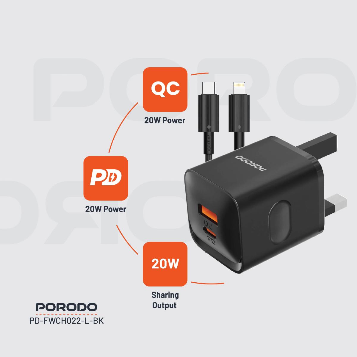 Porodo Dual Port Wall Charger UK