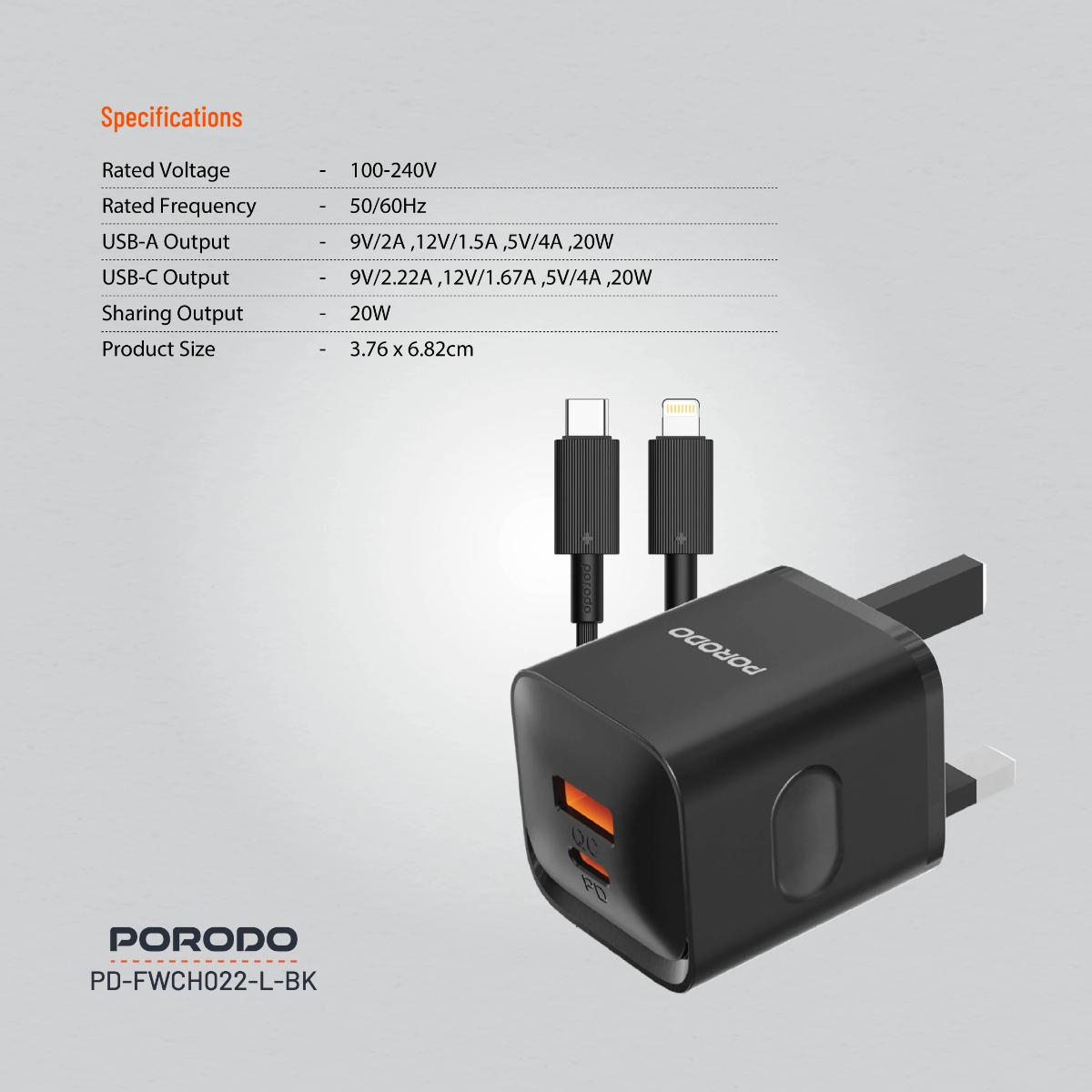 Porodo Dual Port Wall Charger UK