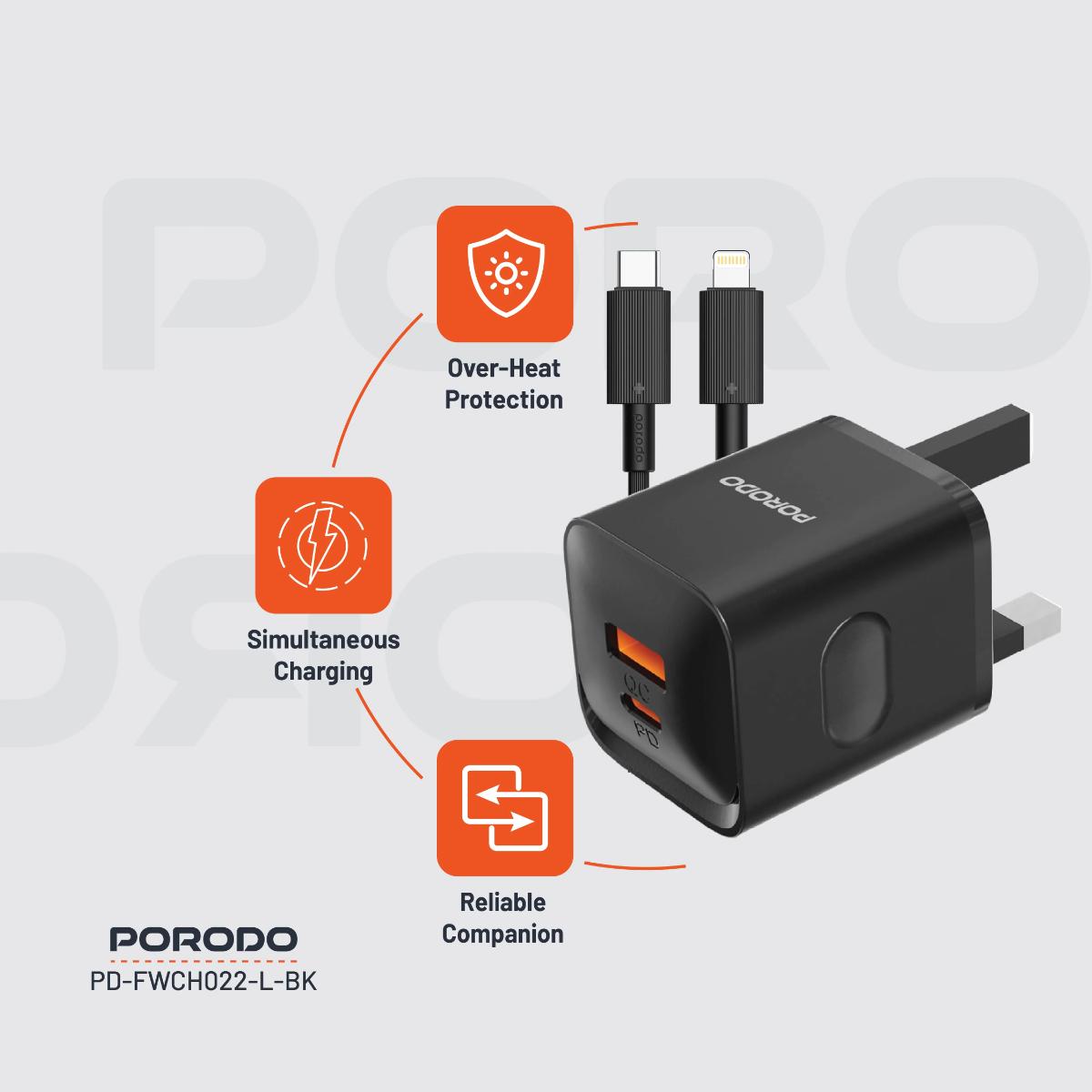 Porodo Dual Port Wall Charger UK
