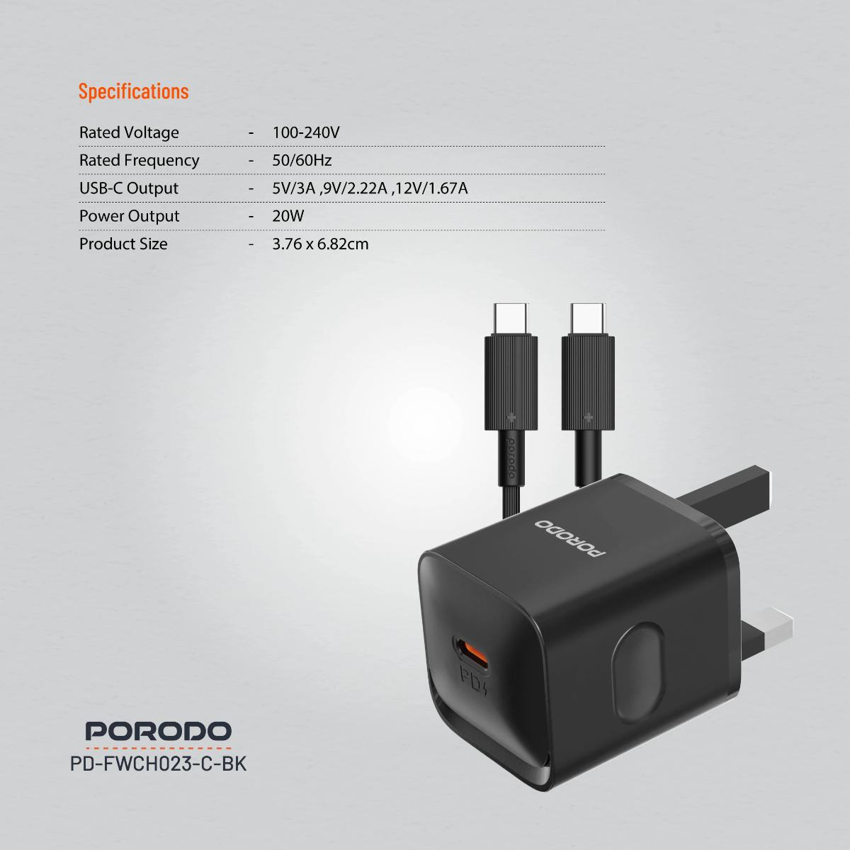 Porodo USB-C Power Delivery  Wall Charger