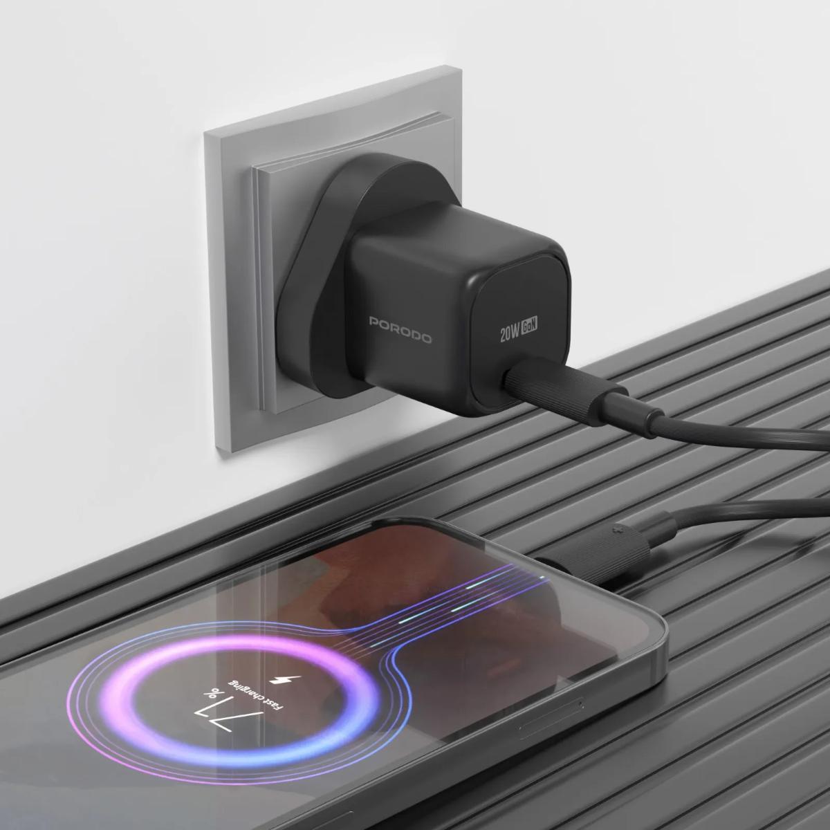 Porodo USB-C Power Delivery GaN Wall Charger UK