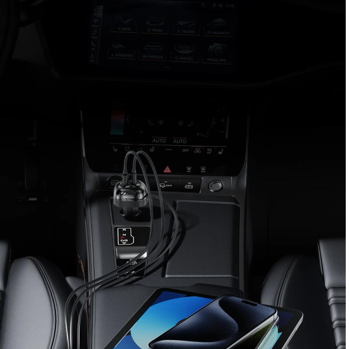 Porodo Dual Port Car Charger Type-C Cable