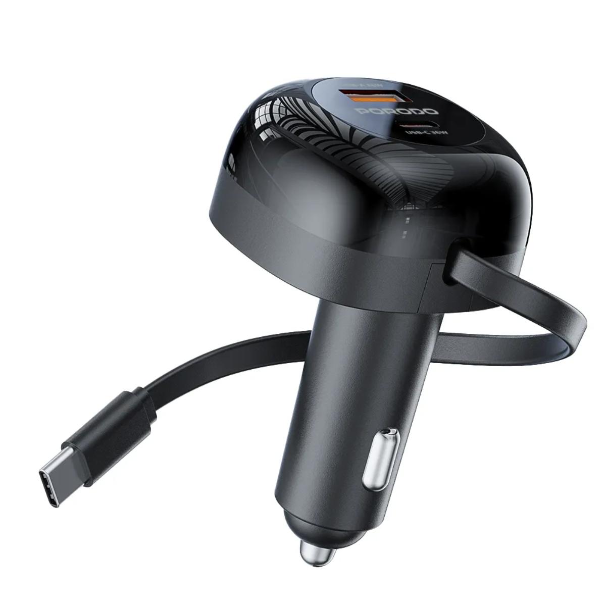 Porodo Dual Port Car Charger Type-C Cable