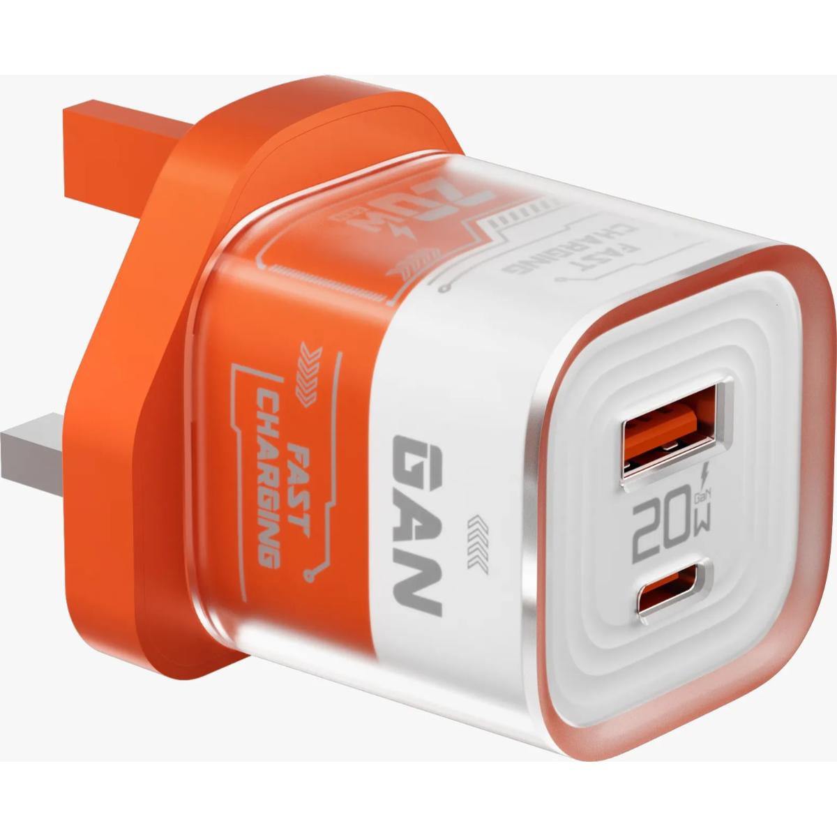 Porodo Crystal Shell 20W GaN Wall Charger with USB-C Cable
