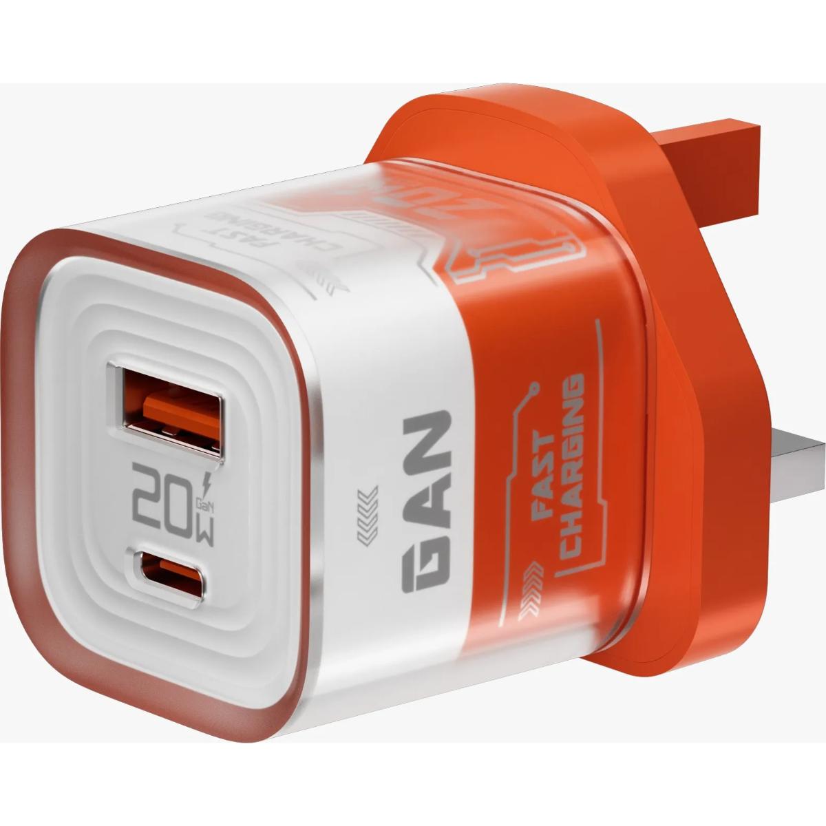 Porodo Crystal Shell 20W GaN Wall Charger with USB-C Cable