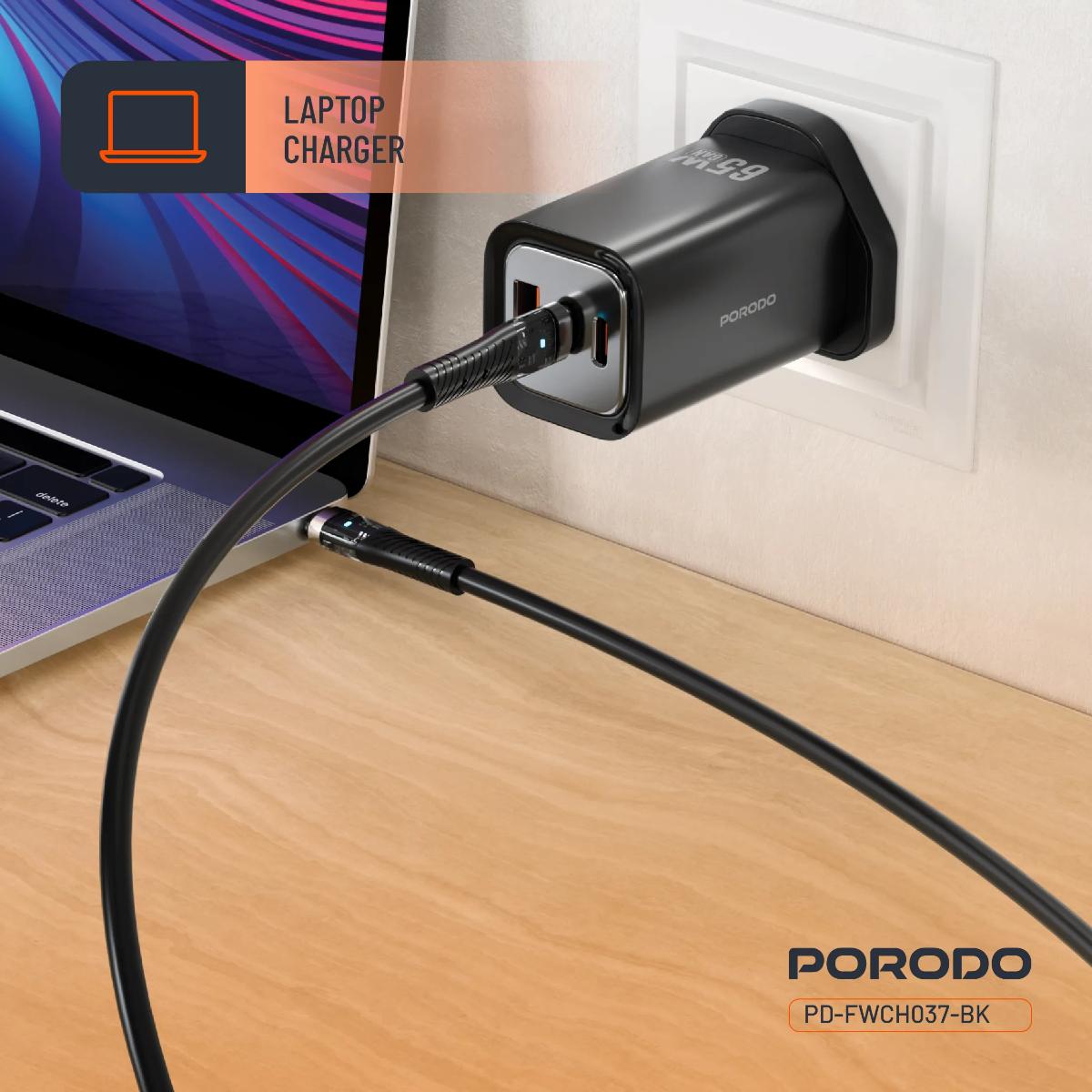 Porodo 65W Triple Output Quick Wall Charger