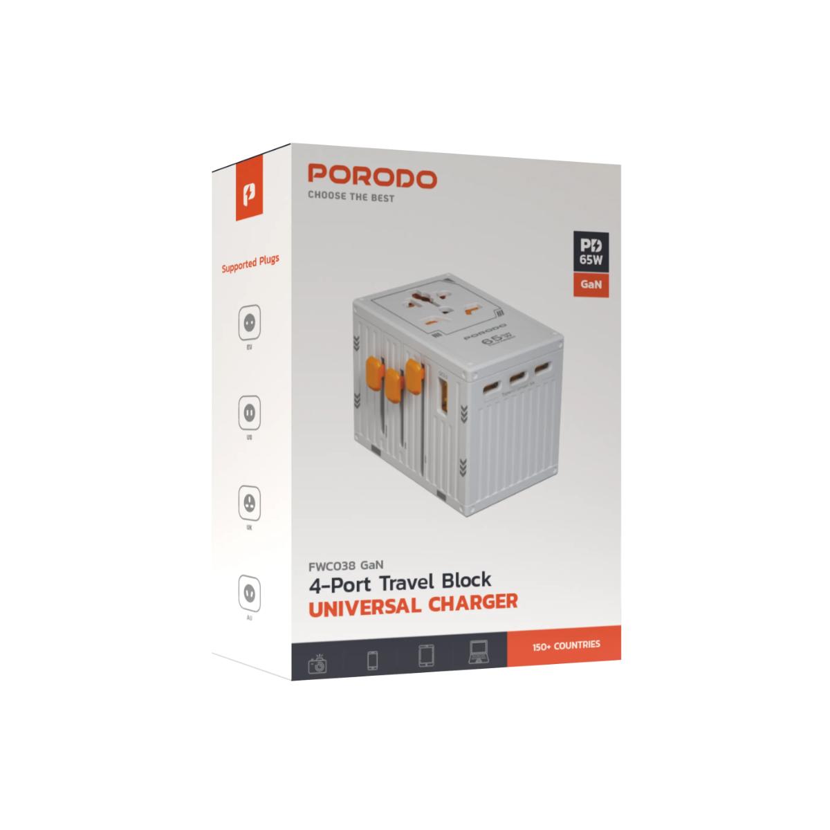 Porodo GaN 5-Port Travel Block Universal Charger