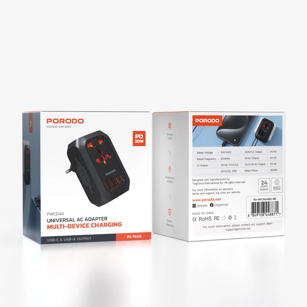 Porodo 4-in-1 Universal AC Adapter