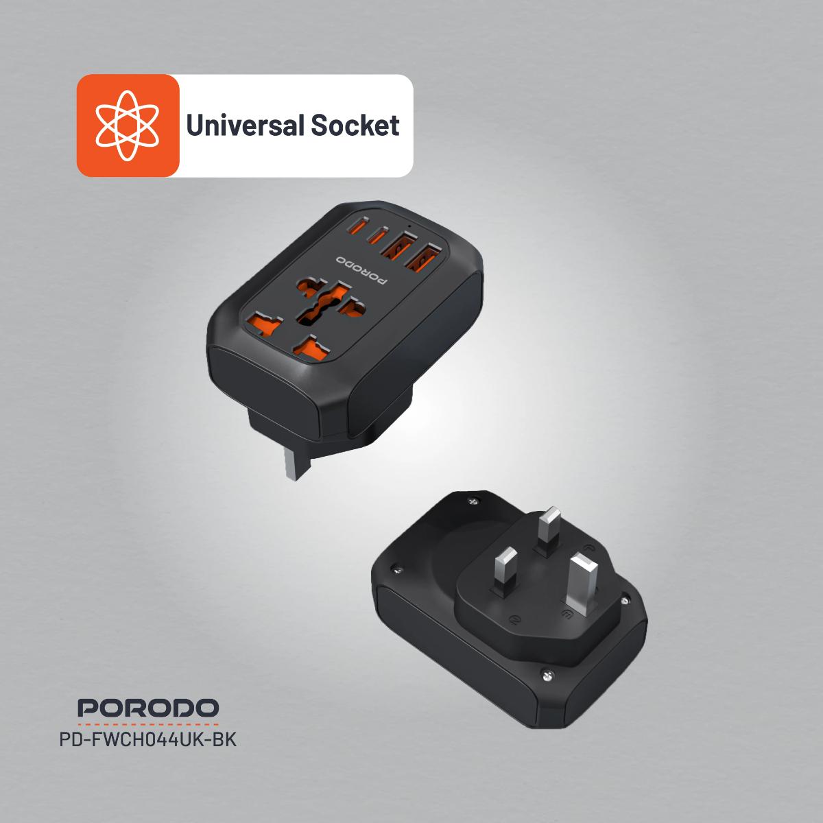 Porodo Universal Travel Adapter & Fast Charger