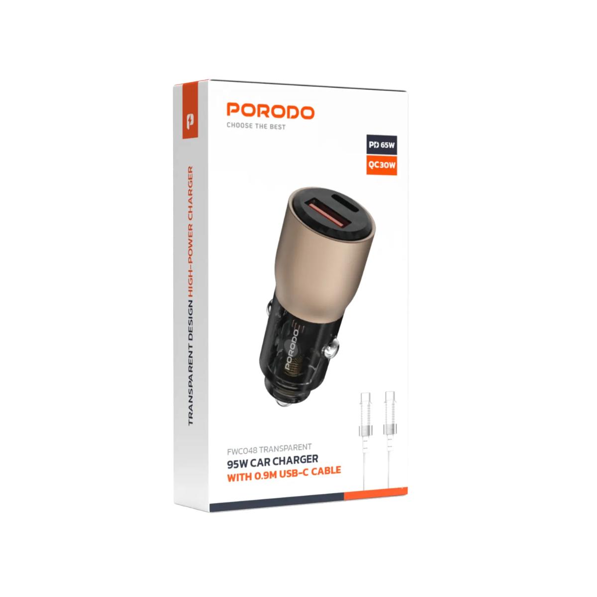 Porodo 95W Car Charger Transparent
