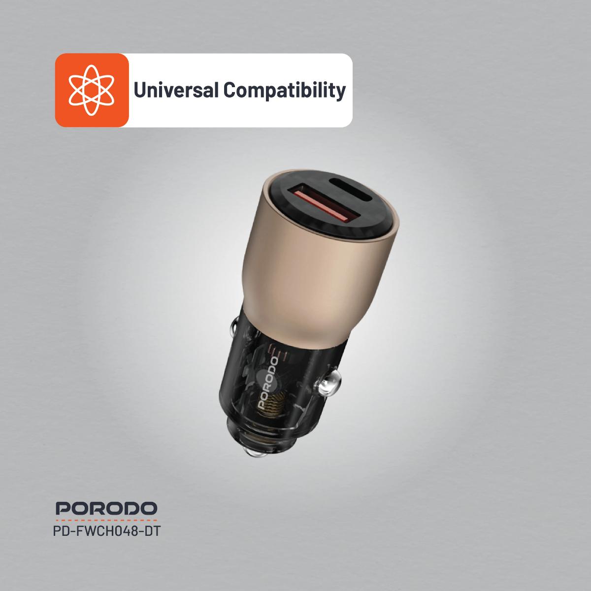 Porodo 95W Car Charger Transparent  Multi-Device PD Charging