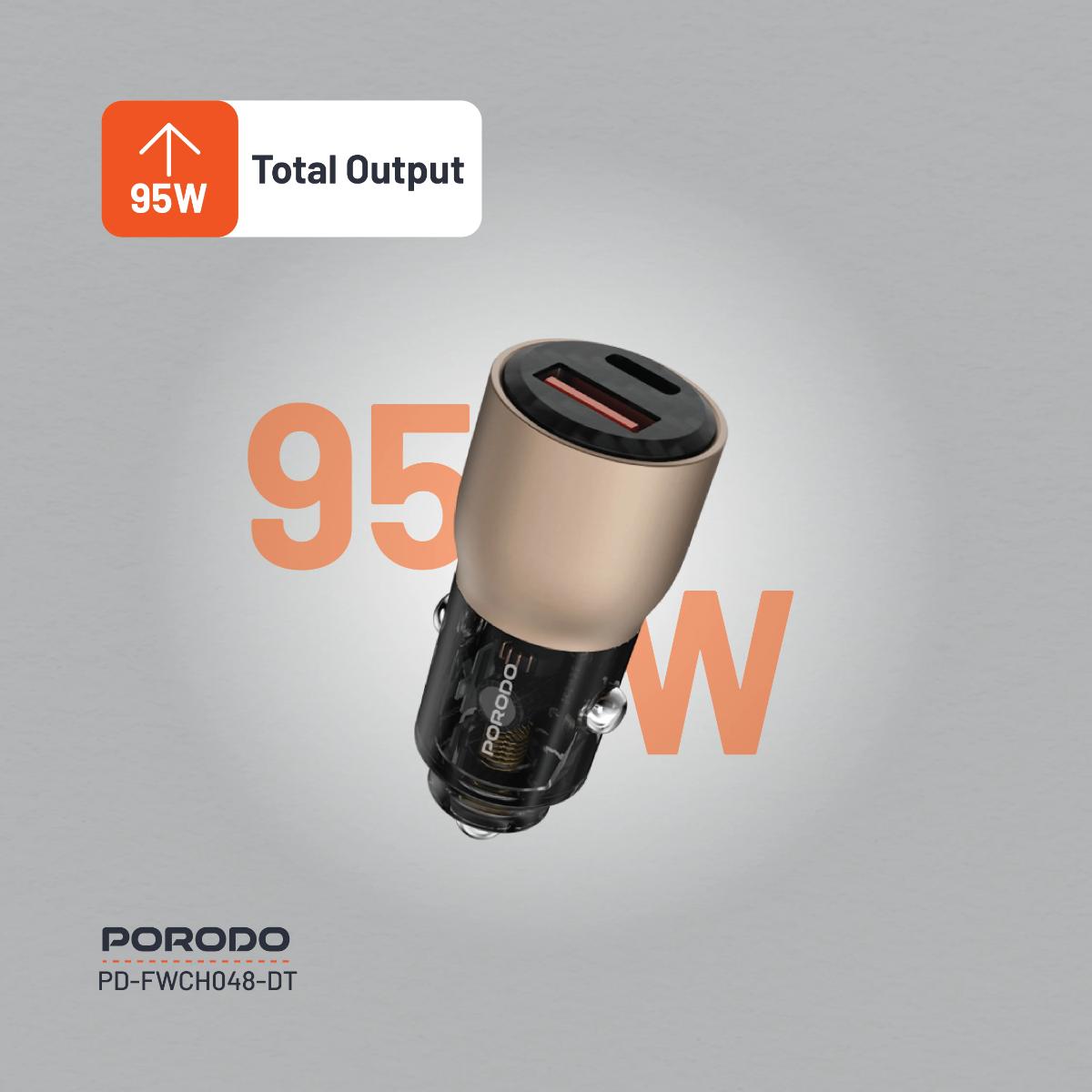 Porodo 95W Car Charger Transparent  Multi-Device PD Charging