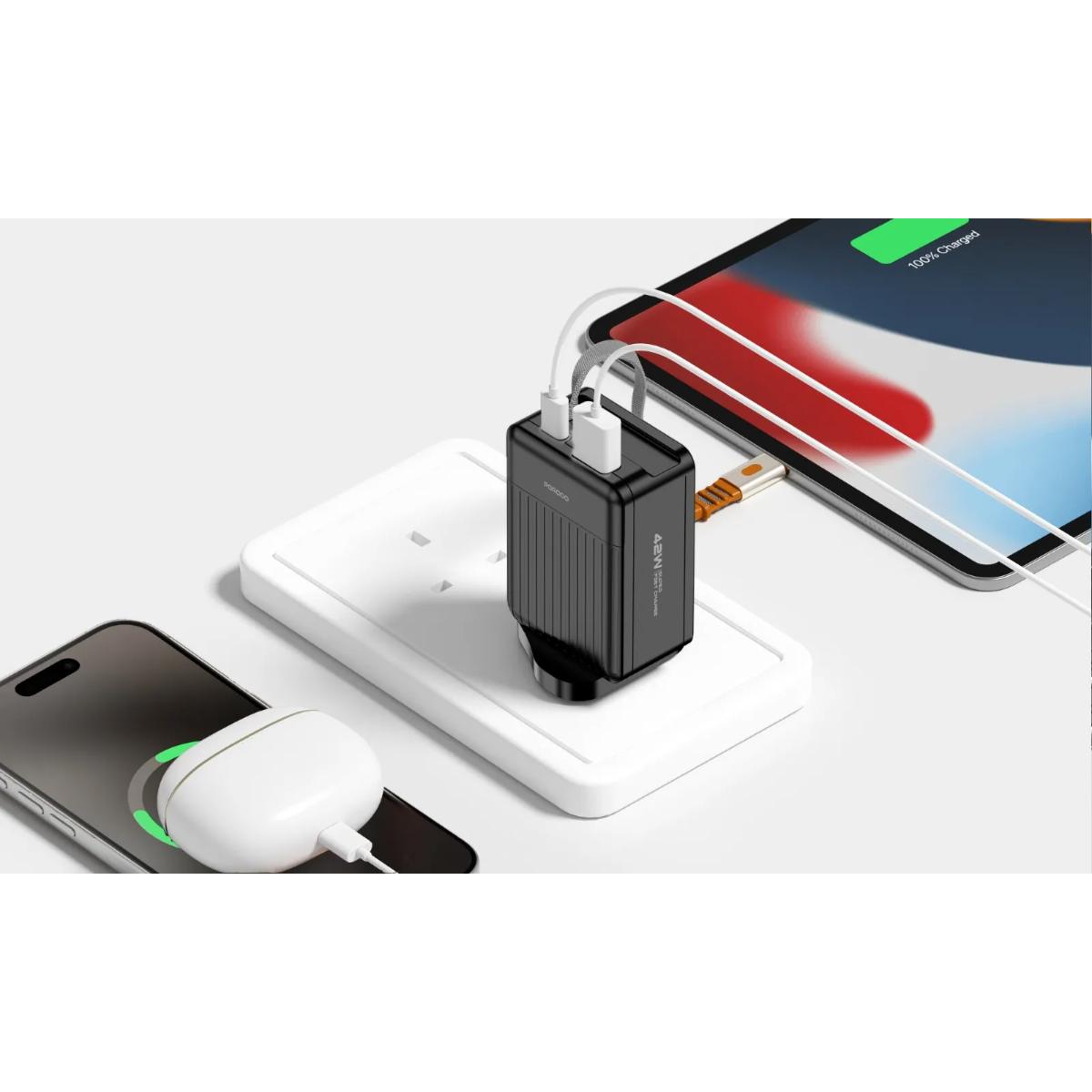 Porodo 42W Retractable GaN Charger