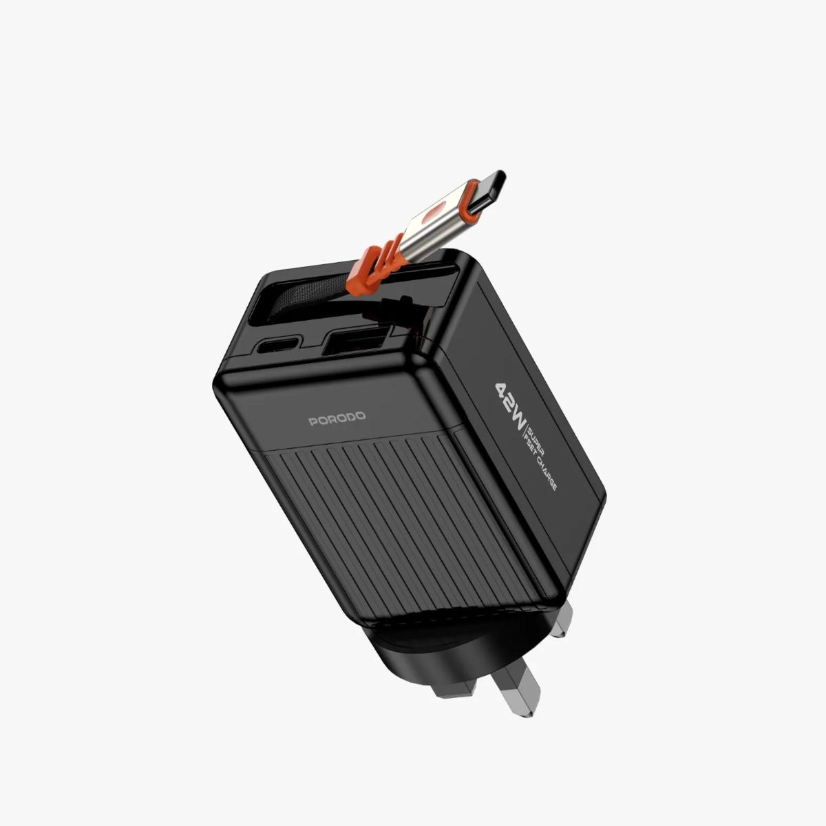 Porodo 42W Retractable GaN Charger