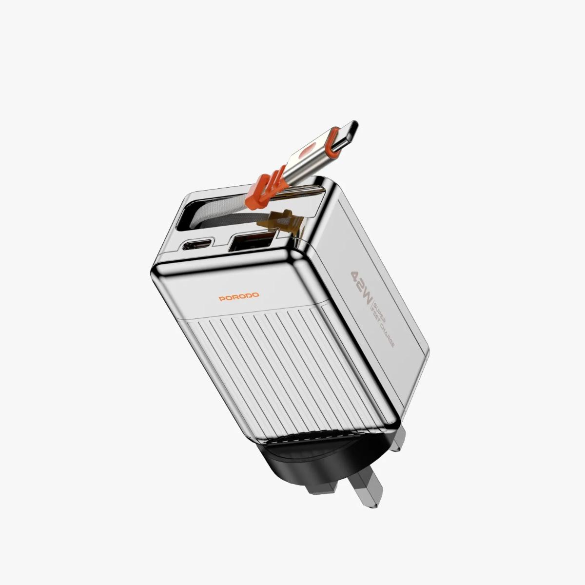 Porodo 42W Retractable GaN Charger