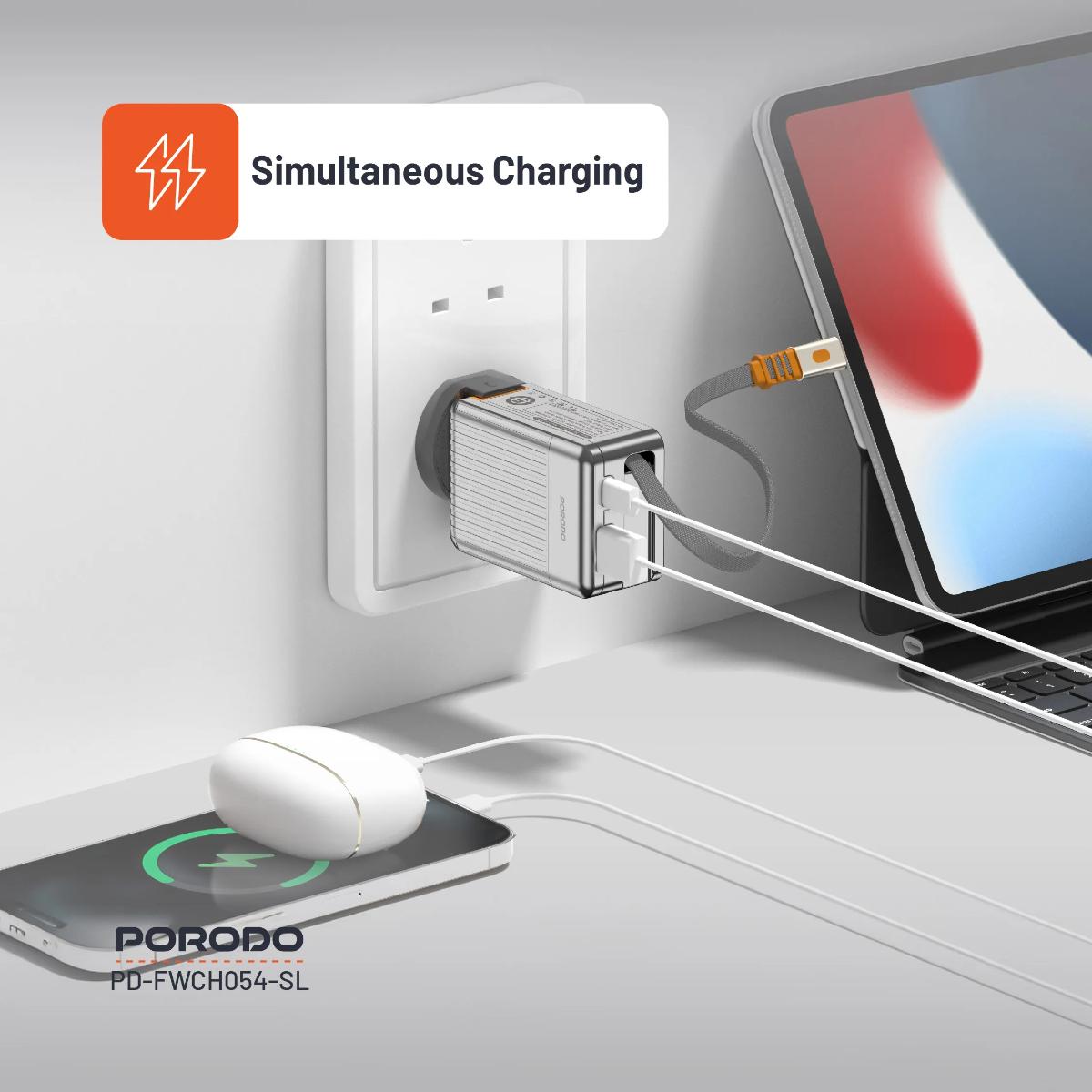 Porodo 42W Retractable GaN Charger