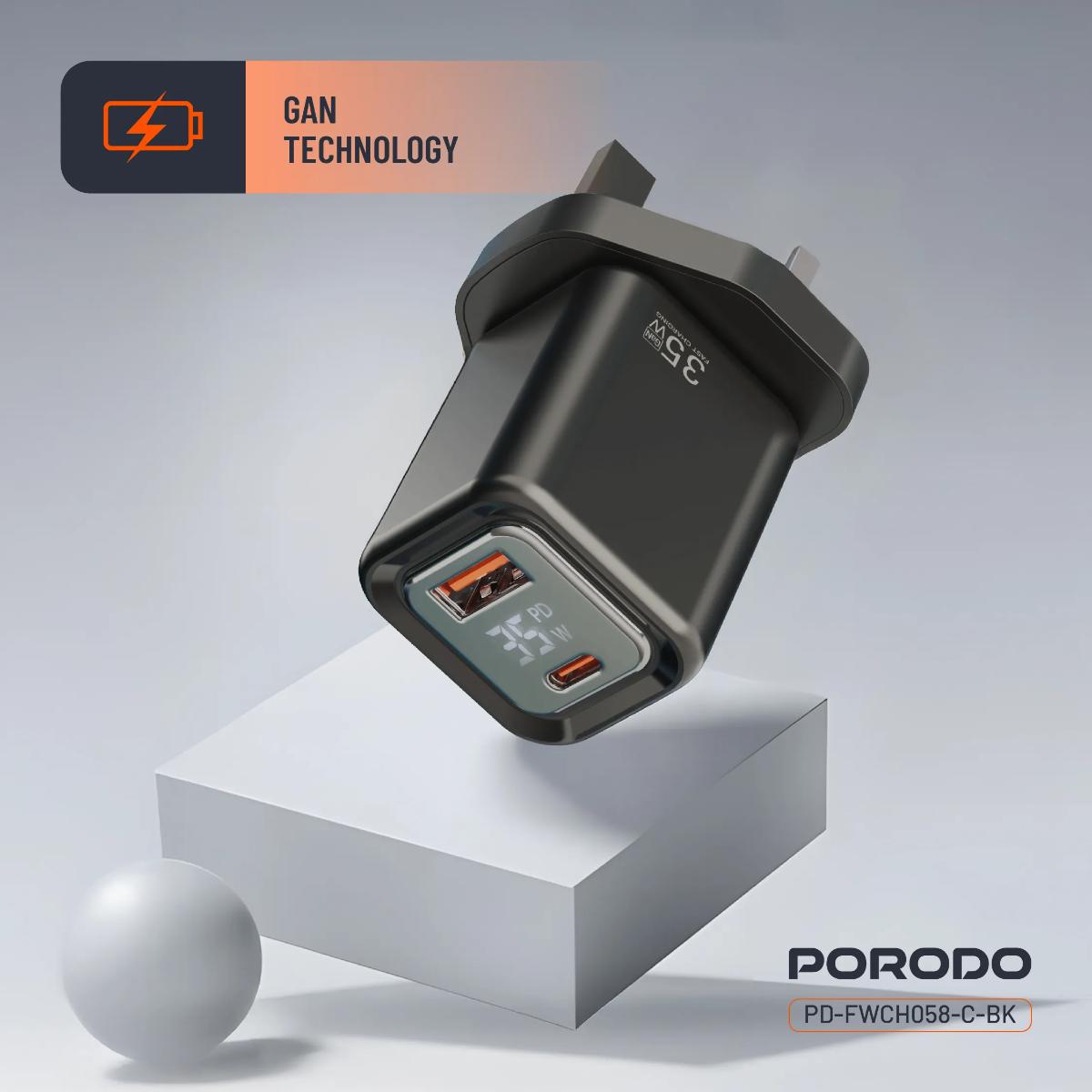 Porodo Dual-Port | Digital Display Quick Charger