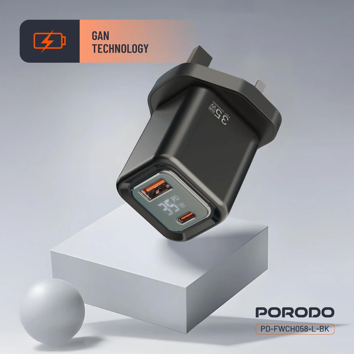 Porodo Dual-Port | Digital Display Quick Charger