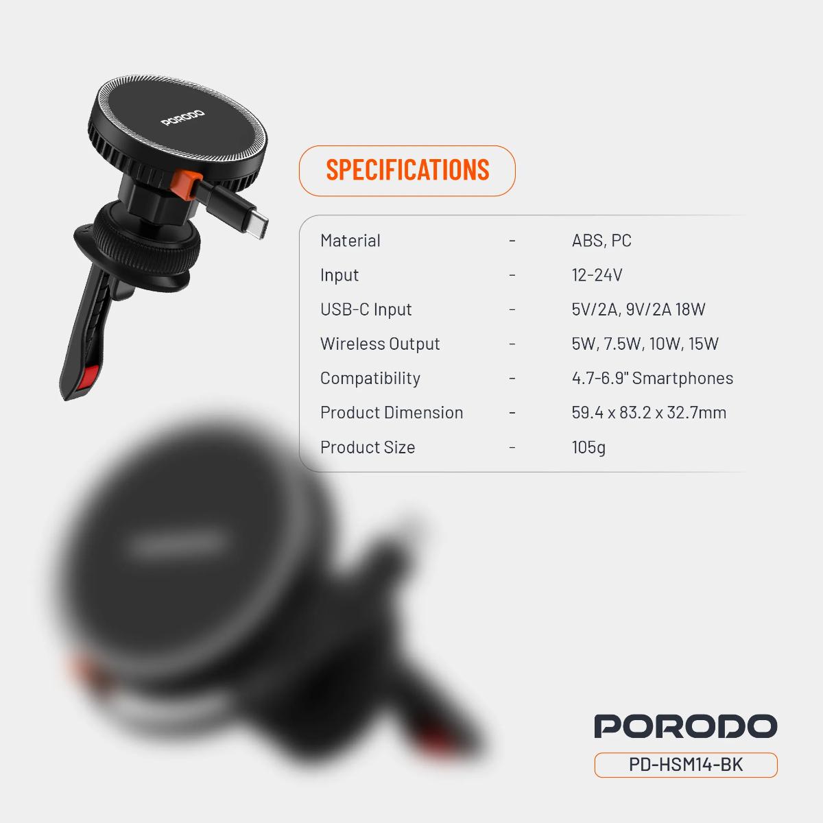 Porodo HS14 Magsafe Charger Retractable Type-C