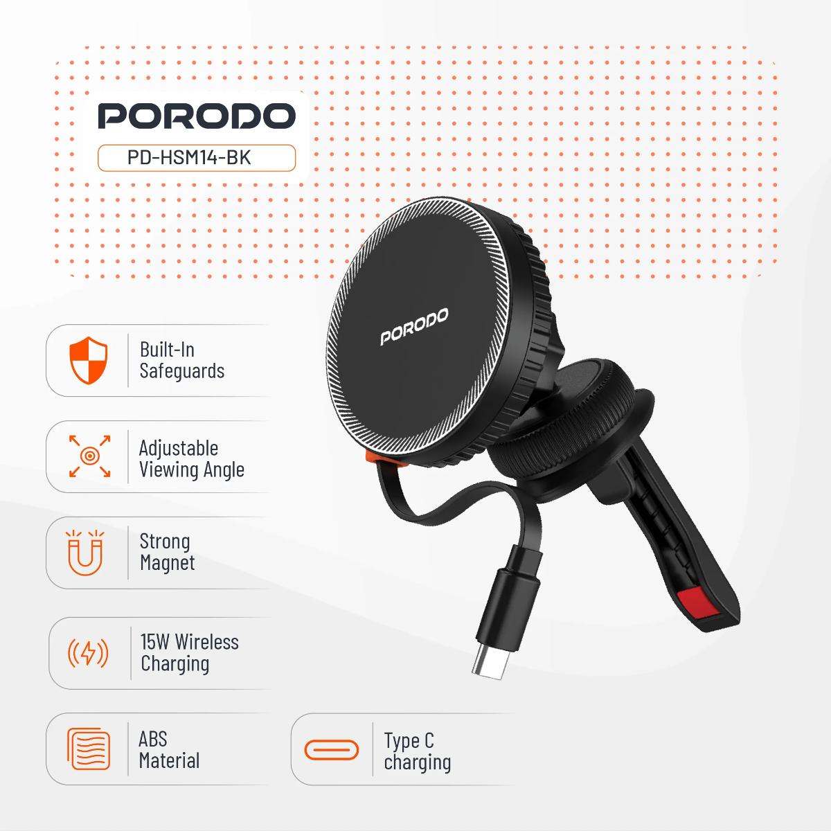 Porodo HS14 Magsafe Charger Retractable Type-C