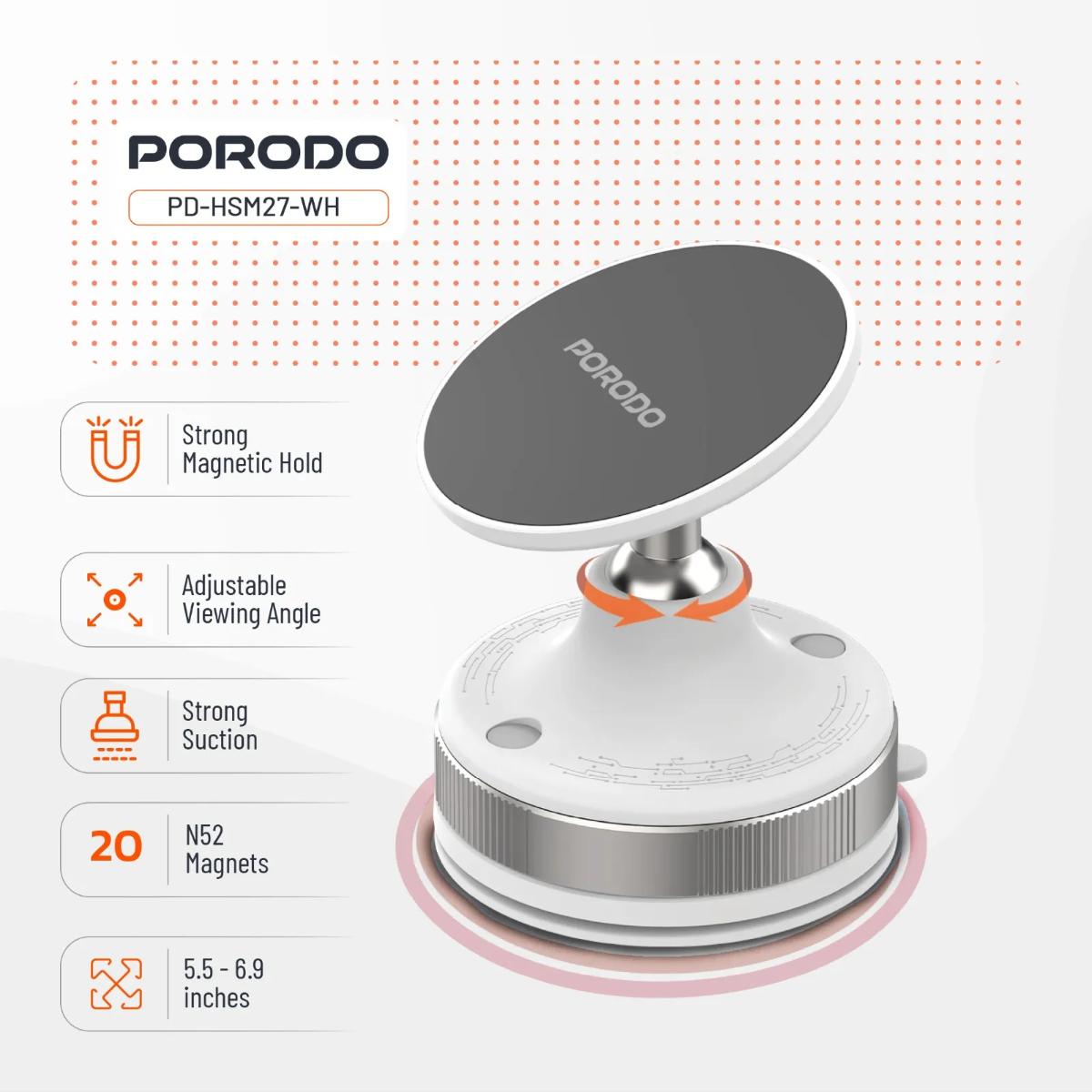 Porodo Vacuseal Smart Suction Magnetic Phone Mount