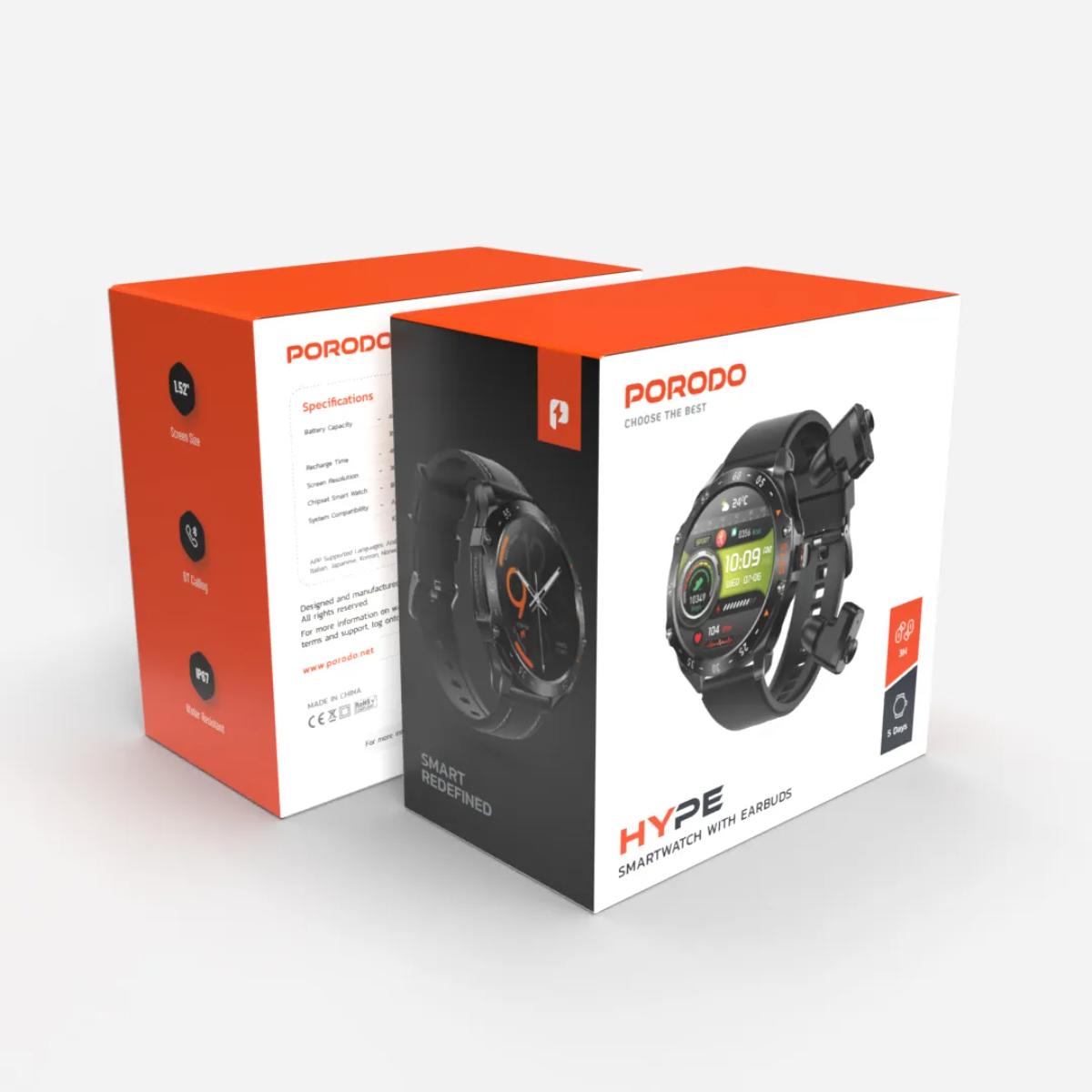 Porodo Hype Smartwatch With Earbuds