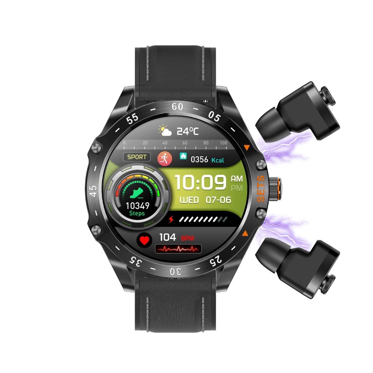 Porodo Hype Smartwatch With Earbuds