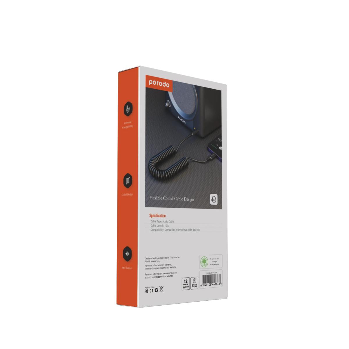 Porodo 3.5mm to Lightning Coiled AUX Cable (1.2m)