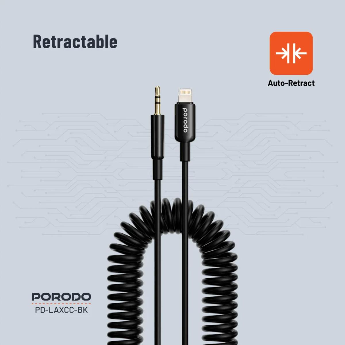 Porodo 3.5mm to Lightning Coiled AUX Cable (1.2m)