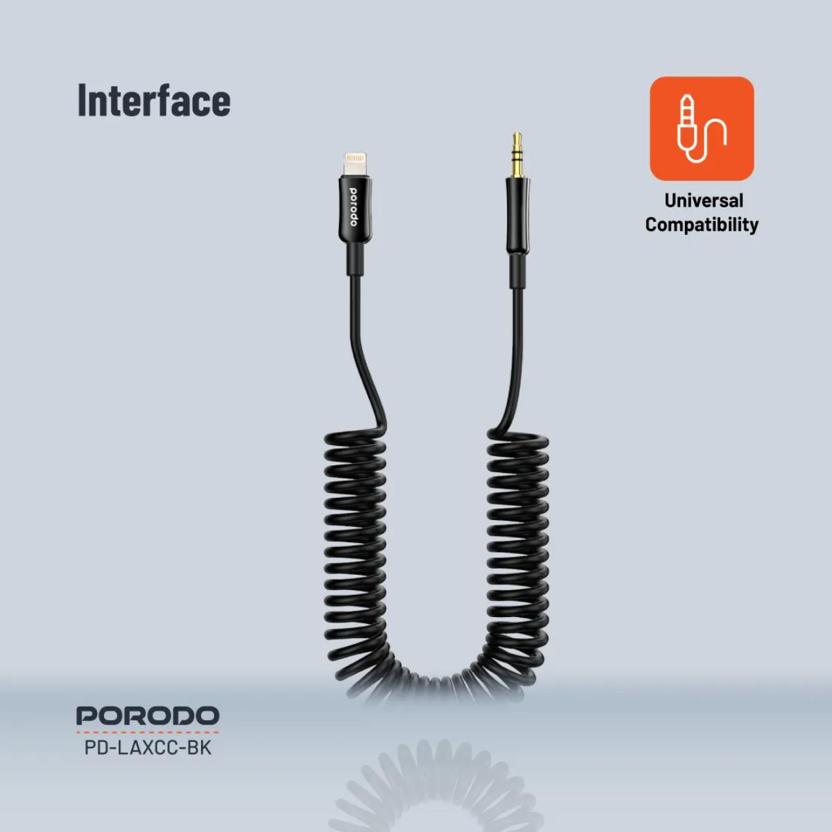 Porodo 3.5mm to Lightning Coiled AUX Cable (1.2m)