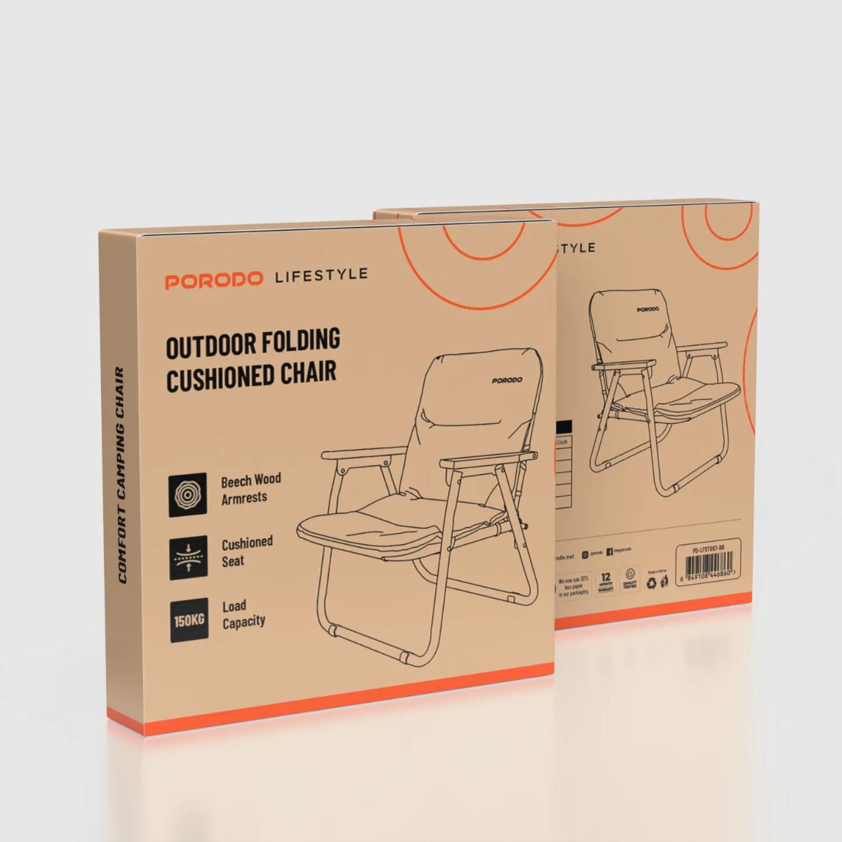 Porodo Lifestyle Outdoor Folding Cushioned Chair
