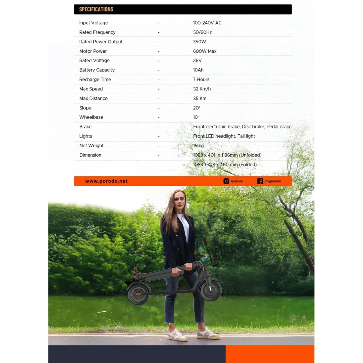 Porodo  Urban Scooter Pro Electric Mobility