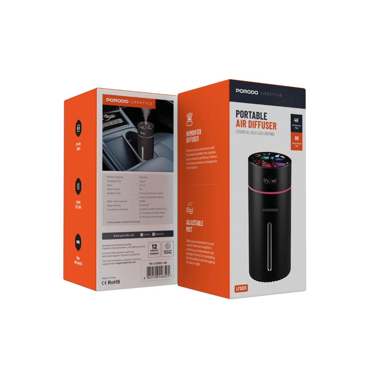 Porodo Lifestyle Portable Air Diffuser Essential Oils