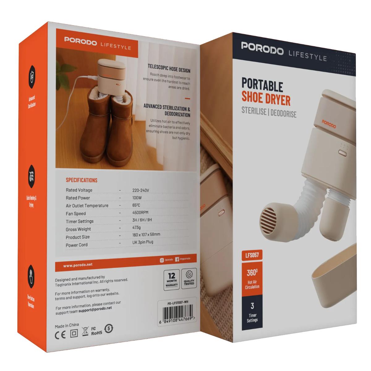 Porodo Lifestyle Portable Shoe Dryer