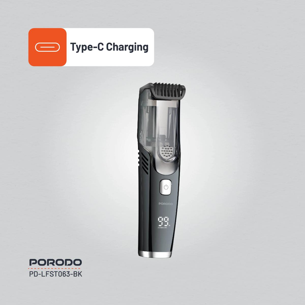 Porodo Lifestyle Air Suction Beard & Body Trimmer