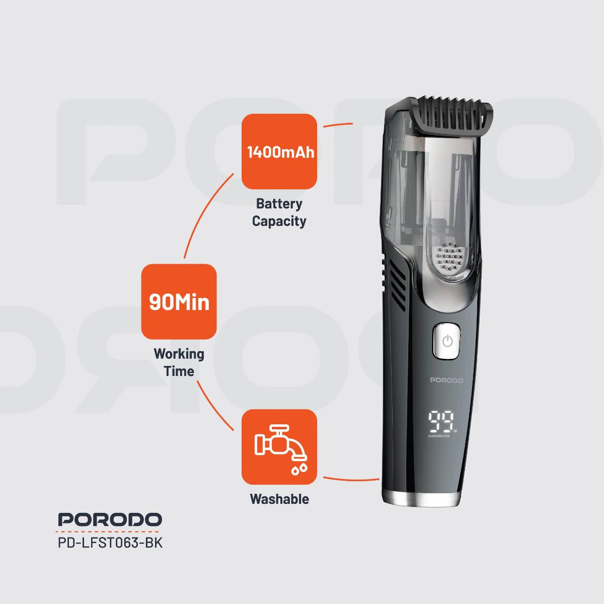 Porodo Lifestyle Air Suction Beard & Body Trimmer
