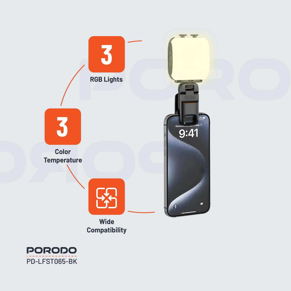 Porodo Lifestyle Clip-On Fill Light
