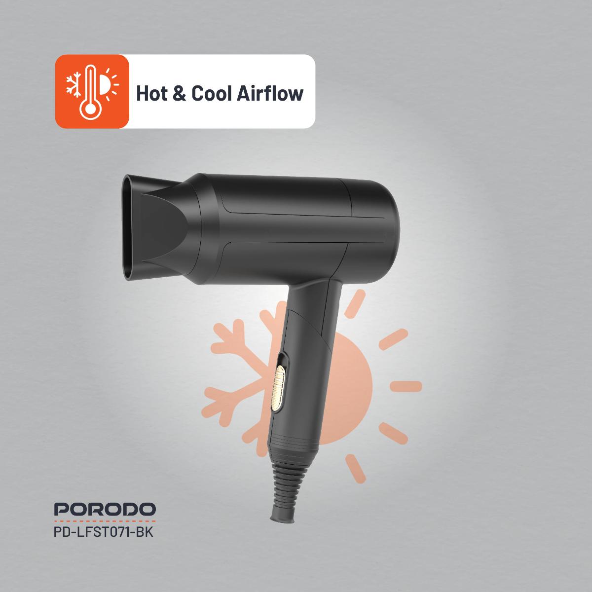 Porodo Lifestyle 1200W Foldable Hair Dryer