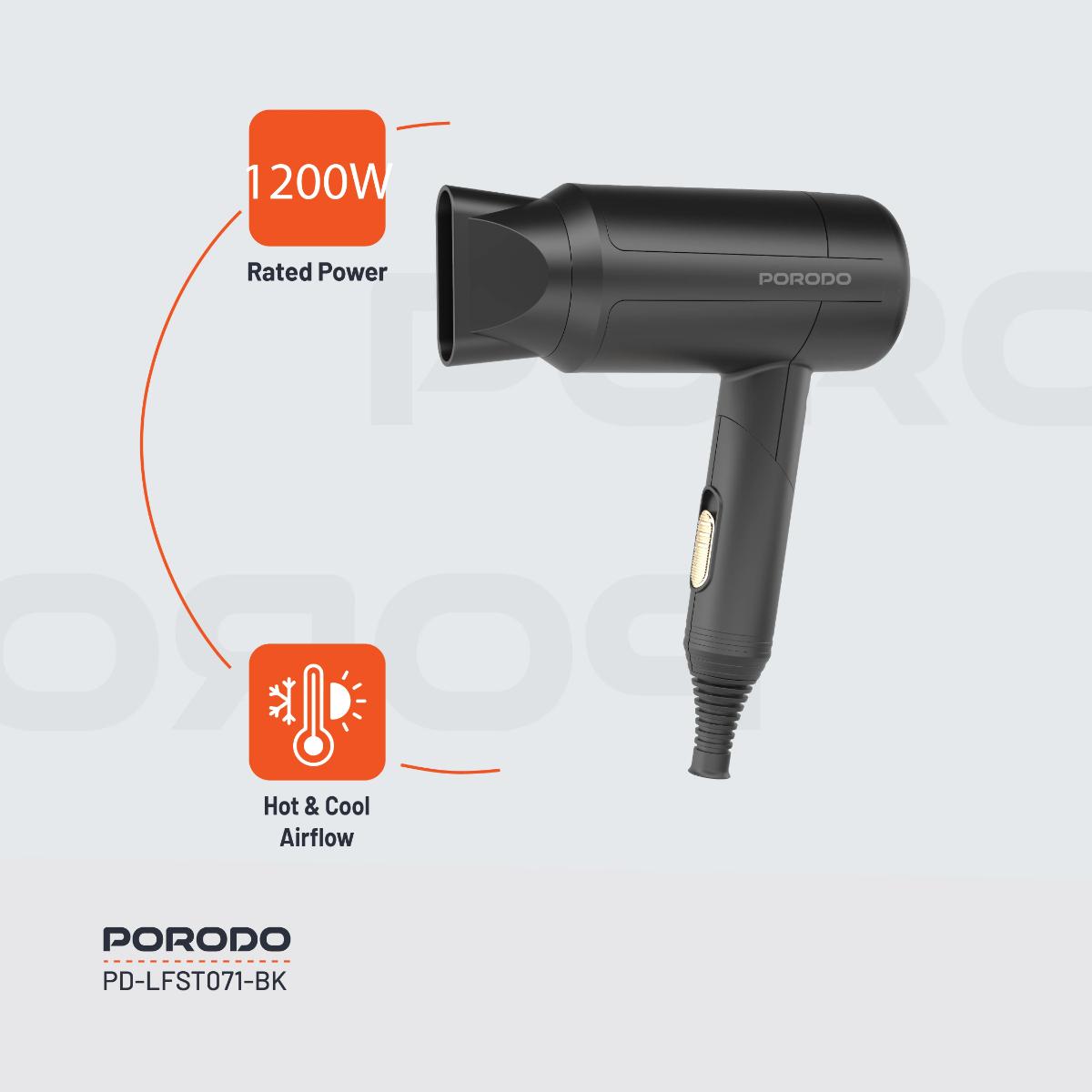 Porodo Lifestyle 1200W Foldable Hair Dryer