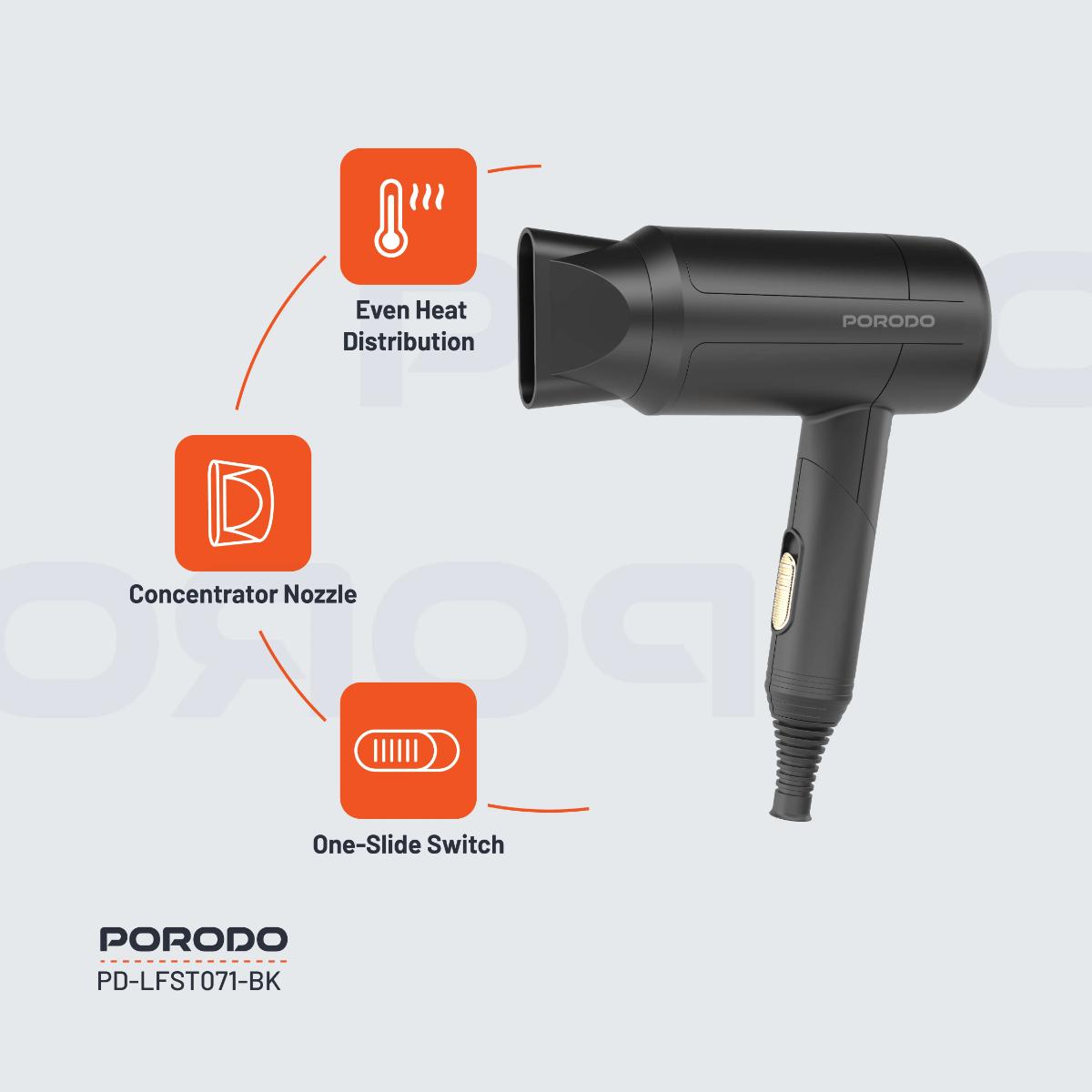 Porodo Lifestyle 1200W Foldable Hair Dryer