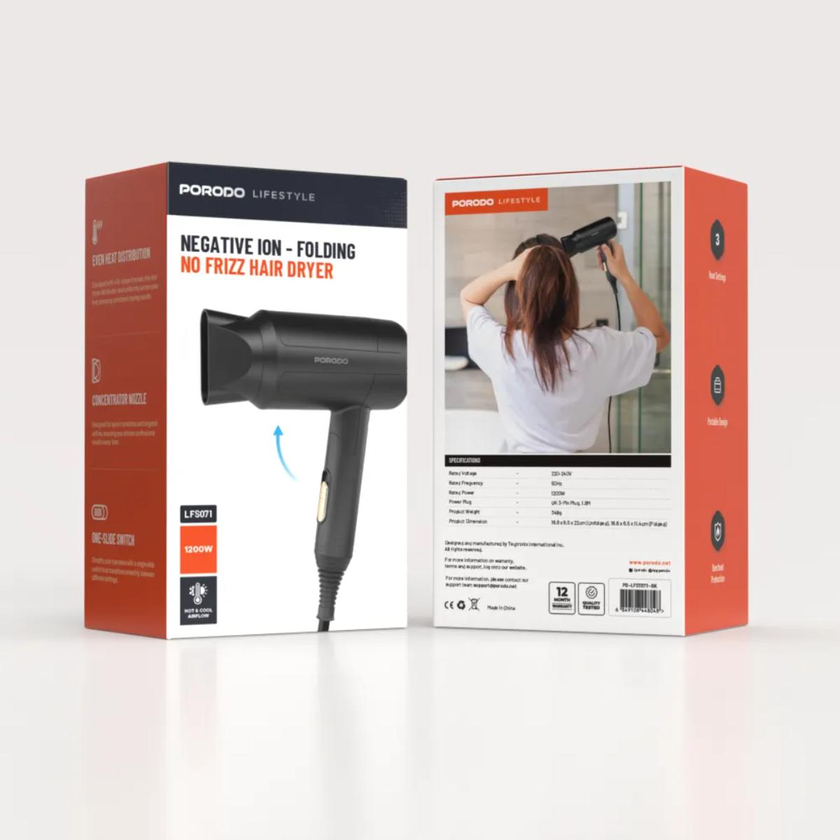 Porodo Lifestyle 1200W Foldable Hair Dryer